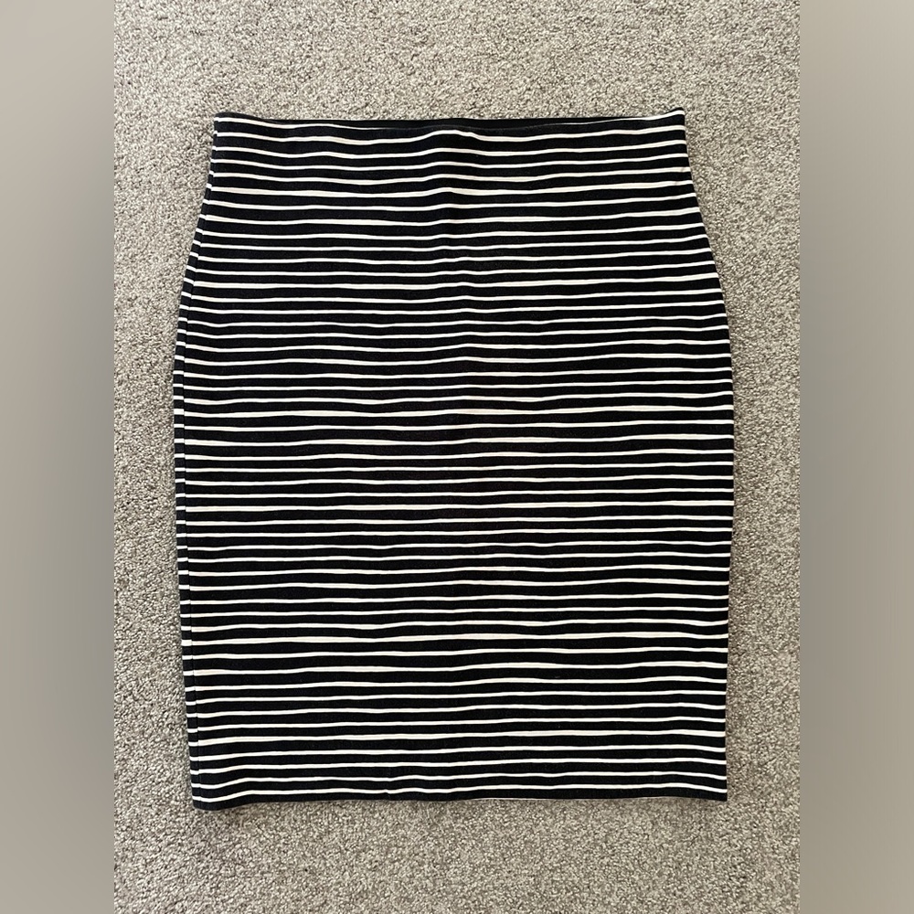 Loft Black and White Striped Pencil Skirt | Size L